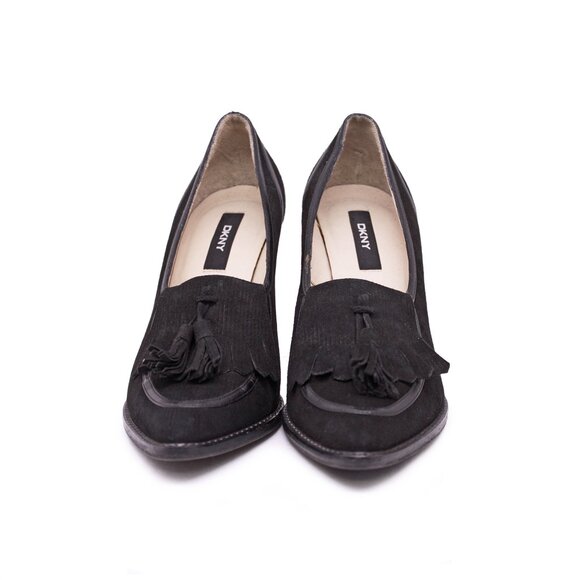 DKNY Black Stiletto Kilt Pointed Toe Pumps - Picture 4 of 12